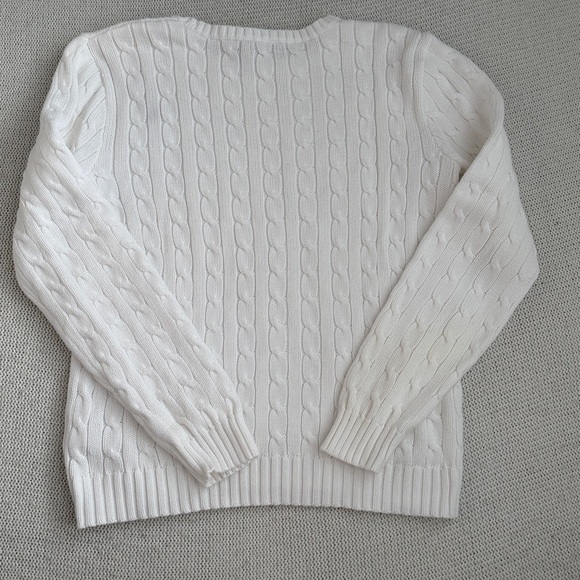 Ralph Lauren 100% Cotton Cable Knit Crew Neck Sweater White Size XL - Picture 8 of 8